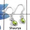 Peridot I - BZE703 - Adorable Natural Gemstone Chandelier Bezel Earrings 925 Sterling Silver